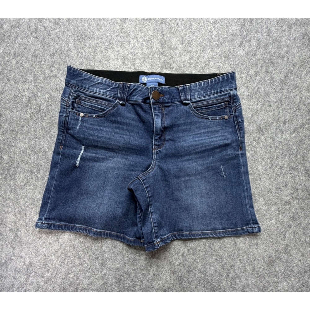 Democracy Absolution Denim Shorts Womens 12 Blue Indigo Stretch Distressed